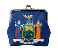 Münzgeldbörse mit New Yorker Staatsflagge, Kleingeldbörse mit Kussschloss, kleine Vintage-Tasche für Männer und Frauen, Schwarz , Einheitsgröße, Münztasche