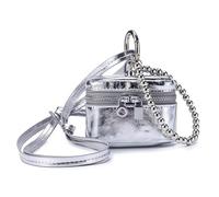 Münzgeldbörse, Schlüsselanhänger, verspielter Münzhalter, Geldbörse, Zubehör, Ledertextur, für modische, jugendliche Frauen und Studenten, stilvolle Leder-Kosmetiktasche, silber, Einheitsgröße