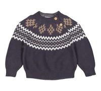 Müsli by Green Cotton Baby - Jungen Knit Jacquard Pullover Sweater, Mystery Blue, 98 EU