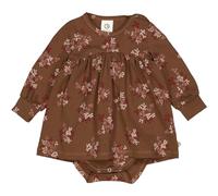Müsli by Green Cotton Baby - Mädchen Flora L/S Dress Body Base Layer, Bark/Cabernet/Nightingale, 80 EU