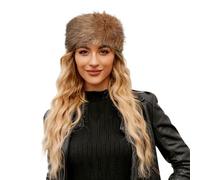 Mütze Schwarz Damen, Fellmütze Damen - Flauschige Russian Hat Russenmütze Weich Kunstpelz Pelzmütze Plüschhut Russische Trapper Plüsch Mütze Warm Fellhut Winter Fell Kosakenmütze Trappermützen