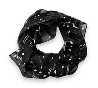 mugesh Chiffon Schal Musik Design - Schwarzes Halstuch mit Noten Motiven und Violinschlüsseln, leicht transparentes Dreieckstuch 63 x 63 cm, modisches Tuch für Musiker & Musikliebhaber
