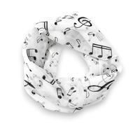 mugesh Chiffon Schal Musik Design - Schwarzes Halstuch mit Noten Motiven und Violinschlüsseln, leicht transparentes Dreieckstuch 63 x 63 cm, modisches Tuch für Musiker & Musikliebhaber