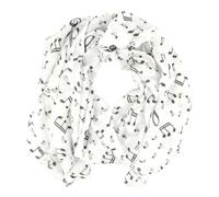 mugesh Schal Damen mit Notenmotiv weiß - Musik Schal Frauen 150x50 cm - weich, pflegeleicht & knitterarm - Elegantes Accessoire für Bühne, Chor & Freizeit - Geschenk für Musikerin