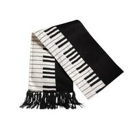 mugesh Strickschal mit Klaviermotiv Tastatur - eleganter schwarzer Schal aus Acryl mit Fransen - kuscheliger Musikschal Klavier mit 160cm Länge - großer Winterschal