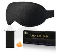 Mujigaga Schlafmaske, 3D Augenhöhlen Schlafbrille für Herren und Frauen, Verstellbar Gummiband und Lichtblockierend, Augenmaske für Seitenschläfer, Schlafzimmer und Reisen, Inklusive Zwei Ohrstöpsel