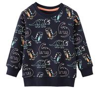 MUJOQE Jungen Sweatshirt Kinder Warme Pullover Baumwolle Activewear Kinder Dinosaurier T-Shirt Langarmshirt 104