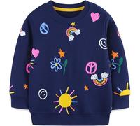 MUJOQE Sweatshirt Kinder Mädchen Regenbogen Einhorn Sweatshirt Pullover Sport Grau Rosa Langarm Warm Baumwolle Top 104