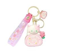 MULAIDI Anime-Schlüsselanhänger - Lustiges Schlüsselzubehör, Kuchenrolle, Taschenanhänger, Ornament, Auffällige Katze - Für Handtasche, Tasche, Rose