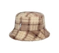 Multi Plaid Faux Fur Bucket Stoffhut - beige / L (58-59 cm)