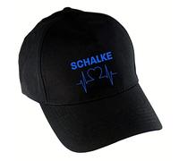 multifanshop Baseballcap - Schalke - Herzschlag - Druck blau - Mütze Größe one Size schwarz