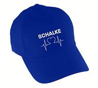 multifanshop Baseballcap - Schalke - Herzschlag - Druck weiß - Mütze Größe one Size blau