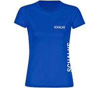 multifanshop Damen T-Shirt - Schalke - Brust & Seite - Druck weiß - Frauen Größe L blau