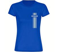 multifanshop Damen T-Shirt - Schalke - Streifen - Druck weiß - Frauen Größe M blau