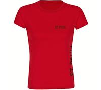 multifanshop Damen T-Shirt - St. Pauli - Brust & Seite - Druck braun - Frauen Größe S rot