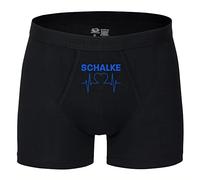 multifanshop Herren Boxer Short - Schalke - Herzschlag - Druck blau - Unterwäsche Größe L schwarz