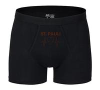 multifanshop Herren Boxer Short - St. Pauli - Herzschlag - Druck braun - Unterwäsche Größe L schwarz