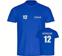 multifanshop Herren T-Shirt - Schalke - Trikot Nummer 12 - Druck weiß - Männer Größe 5XL blau