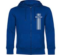 multifanshop Kapuzen Sweatshirt Jacke - Bielefeld - Streifen - Druck weiß - Sweat Größe XL blau