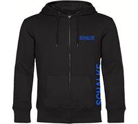 multifanshop Kapuzen Sweatshirt Jacke - Schalke - Brust & Seite - Druck blau - Sweat Größe L schwarz