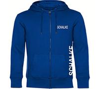 multifanshop Kapuzen Sweatshirt Jacke - Schalke - Brust & Seite - Druck weiß - Sweat Größe L blau