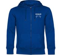 multifanshop Kapuzen Sweatshirt Jacke - Schalke - Herzschlag - Druck weiß - Sweat Größe XL blau