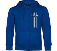 multifanshop Kapuzen Sweatshirt Jacke - Schalke - Streifen - Druck weiß - Sweat Größe M blau