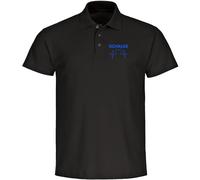 multifanshop Poloshirt - Schalke - Herzschlag - Druck blau - Polo Größe XL schwarz