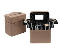 Multifunktionale Reise Kosmetiktasche Mit Spiegel Tragbare Zug Make-up Fall 4 Faltbare Make-up Schüssel Für Kosmetik Make-up Pinsel Kulturbeutel Schmuck, kaki