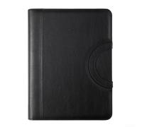 Multifunktionaler für A4 Konferenzordner aus Leder mit Handyhalterung, Ringbuch und Notizblock, wasserfestes Aktenetui für Büro und Meetings, Schwarz(Black)