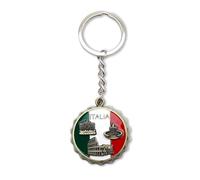 Multifunktionaler Schlüsselanhänger mit Korkenzieher - Ikonen von Rom (Kolosseum, Trevi-Brunnen, St. Peter) auf dem Hintergrund der italienischen Flagge (BRONZO)