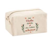 Multifunktionstasche Elodie Leben schöner - Kosmetiktasche, Kulturbeutel, Reiseetui & Büro-Täschchen aus 100% Baumwolle - Geschenkidee Muttertag, Geburtstag, Schwester, Weihnachten, Patentante