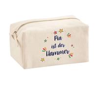 Multifunktionstasche Pia ist der Hammer - Kosmetiktasche, Kulturbeutel, Reiseetui & Büro-Täschchen aus 100% Baumwolle - Geschenkidee Muttertag, Geburtstag, Schwester, Weihnachten, Patentante