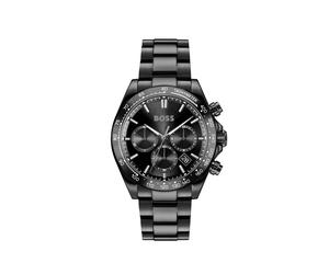 Multifunktionsuhr BOSS "HERO 2.0", schwarz, Armbanduhren, Herren, Quarzuhr, Armbanduhr, Herrenuhr, Edelstahlarmband, analog, Tag (14440217-0) schwarz