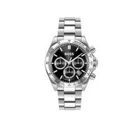 Multifunktionsuhr BOSS "HERO 2.0", silberfarben, schwarz, Armbanduhren, Herren, Quarzuhr, Armbanduhr, Herrenuhr, Edelstahlarmband, analog, Tag (83998624-0) silberfarben, schwarz