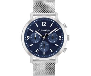 Multifunktionsuhr CALVIN KLEIN "GAUGE", silber (silberfarben), Armbanduhren, Herren, Quarzuhr, Armbanduhr, Herrenuhr, Datum, Edelstahlarmband (41675622-0) silberfarben