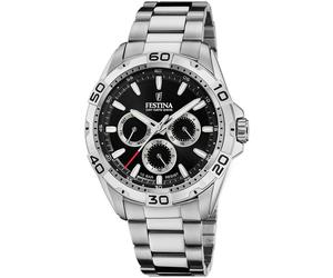 Multifunktionsuhr FESTINA, silber (silberfarben, schwarz, silberfarben), Armbanduhren, Herren, Armbanduhr, Quarzuhr, Herrenuhr, Edelstahlarmband,bis 10bar wasserd. (57535944-0) silberfarben, schwarz,