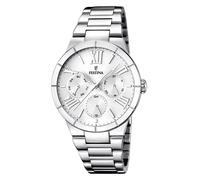 Multifunktionsuhr FESTINA, silber (silberfarben, weiß), Armbanduhren, Damen, Armbanduhr, Quarzuhr, Damenuhr, Edelstahlarmband, Datum (818481-0) silberfarben, weiß