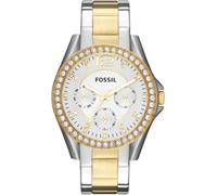 Multifunktionsuhr FOSSIL "RILEY", silber (silberfarben, goldfarben), Armbanduhren, Damen, Quarzuhr, Armbanduhr, Damenuhr, Datum, Edelstahlarmband, Glassteine (42793555-0) silberfarben, goldfarben