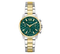 Multifunktionsuhr GUESS "BAILEY", gold (silbergoldfarben), Armbanduhren, Damen, Quarzuhr, Armbanduhr, Damenuhr, Edelstahlarmband, Datum (43567446-0) silbergoldfarben