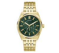 Multifunktionsuhr GUESS "CAMDEN", goldfarben, grün, Armbanduhren, Herren, Quarzuhr, Armbanduhr, Herrenuhr, Edelstahlarmband, analog, Wochentag (27709418-0) goldfarben, grün