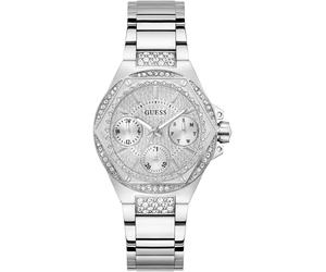 Multifunktionsuhr GUESS "ENVY", silberfarben, Armbanduhren, Damen, Quarzuhr, Armbanduhr, Damenuhr, Datum, Wochentag, Edelstahlarmband (30624115-0) silberfarben