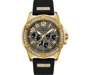 Multifunktionsuhr GUESS "FRONTIER", schwarz, Armbanduhren, Herren, Armbanduhr, Quarzuhr, Herrenuhr, analog, Silikonarmband (29136844-0) schwarz