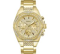 Multifunktionsuhr GUESS "FURY", gold (goldfarben), Armbanduhren, Herren, Multifunktionsuhr, Quarzuhr, Armbanduhr, Herrenuhr, Datum, Wochentag, Edelstahlarmband (16007206-0)