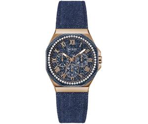 Multifunktionsuhr GUESS "GLAZE", blau, Armbanduhren, Damen, Multifunktionsuhr, Quarzuhr, Armbanduhr, Damenuhr, Datum, 12/24-Std.-Anzeige, analog (15050841-0)