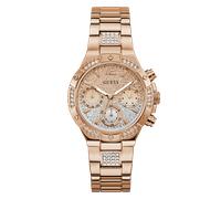 Multifunktionsuhr GUESS "HARLOW", gold (roségoldfarben), Armbanduhren, Damen, Quarzuhr, Armbanduhr, Damenuhr, Edelstahlarmband, Datum (31915544-0) roségoldfarben