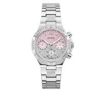 Multifunktionsuhr GUESS "HARLOW", silber (silberfarben), Armbanduhren, Damen, Quarzuhr, Armbanduhr, Damenuhr, Edelstahlarmband, Datum (95213765-0) silberfarben