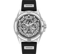 Multifunktionsuhr GUESS "KING", schwarz (schwarz, silberfarben), Armbanduhren, Herren, Armbanduhr, Quarzuhr, Herrenuhr (30097354-0) schwarz, silberfarben