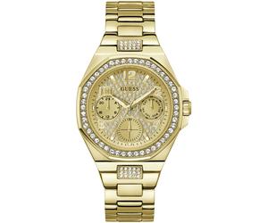 Multifunktionsuhr GUESS "LADY EMPIRE", gold (gelbgoldfarben), Armbanduhren, Damen, Quarzuhr, Armbanduhr, Damenuhr, Datum, 12/24-Std.-Anzeige (38857131-0) gelbgoldfarben