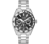 Multifunktionsuhr GUESS "LETTERMAN", silber (silberfarben), Armbanduhren, Herren, Quarzuhr, Armbanduhr, Herrenuhr, Datum, Wochentag, Edelstahlarmband (83344261-0) silberfarben